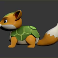 Cute Animated Game Fox Character With Orange Body Green Shell And White Tail Tip
