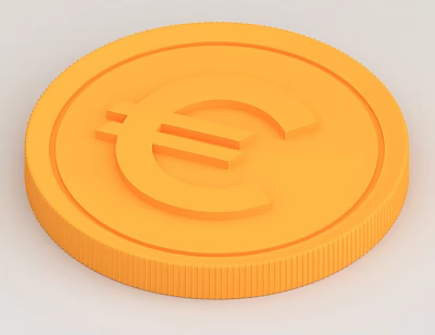 Orange Euro Symbol Coin For Everyday Use In Daily Life Essentials 3d model Orange Euro Symbol Coin For Everyday Use In Daily Life Essentials 3d model