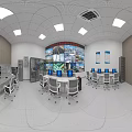 Spacious Bright Modern Monitoring Control Office With Large Multi Screen Video Wall And Standard Workstations