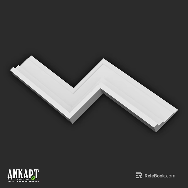 White L Shaped Decorative Component With Smooth Surface For Architecture 3d model 