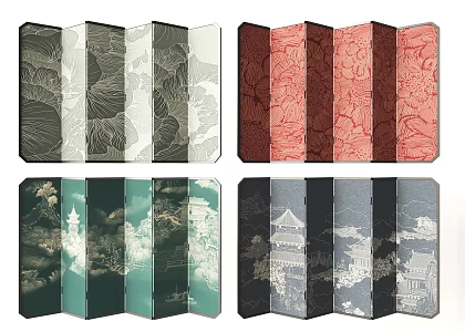 new chinese style screen 3d model