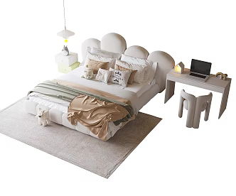 Modern Children's Bed Children's Desk Chair 3d model