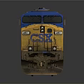 CSX Blue and Yellow Freight Train Locomotive with Number 4291 Gray Background