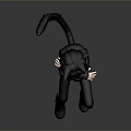 Playful Child in Black Outfit with Tail Jumping in 3D Model Design