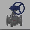 Industrial Ball Valve with Blue Handwheel and Silver Flanged Body VTON