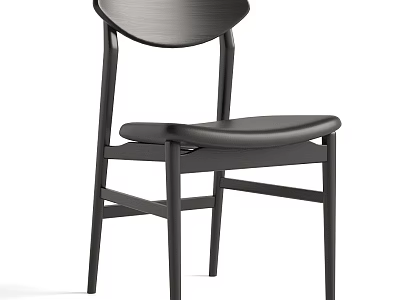 Modern Minimalist Dining Chair With Curved Backrest And Black Metal Frame 3d model