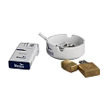 Stylish Decorative Ornament Set With Winston Cigarette Pack White Ashtray And Brass Lighters