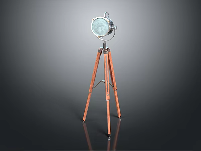 Vintage Lamp Combination With Wooden Tripod Stand And Metal Shade For Home Decor 3d model