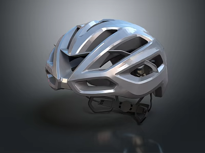 Silver Bicycle Helmet With Aerodynamic Ventilated Design For Sports Safety And Comfort 3d model