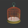 Golden Birdcage Decorative Ornament Set With Exquisite Base And Home Decor Accent