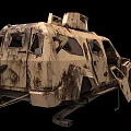 Armored Utility Vehicle With Rugged Design Camouflage Paint Large Wheels And Roof Equipment