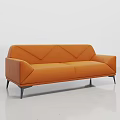 Modern Orange And Black Sofa Set Featuring Two Seater Sofa And Single Armchairs 3d model