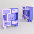 Modern Purple Entryway Console Side Cabinet With Multiple Drawers And Open Compartments 3d model
