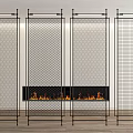 Modern Metal Mesh Room Dividers With Black Frame And Warm Ambient Lighting