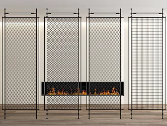 Metal mesh partition electronic fireplace 3d model