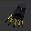 3D Model Of Black Mechanical Arm With Yellow Fingers And Blue Joints