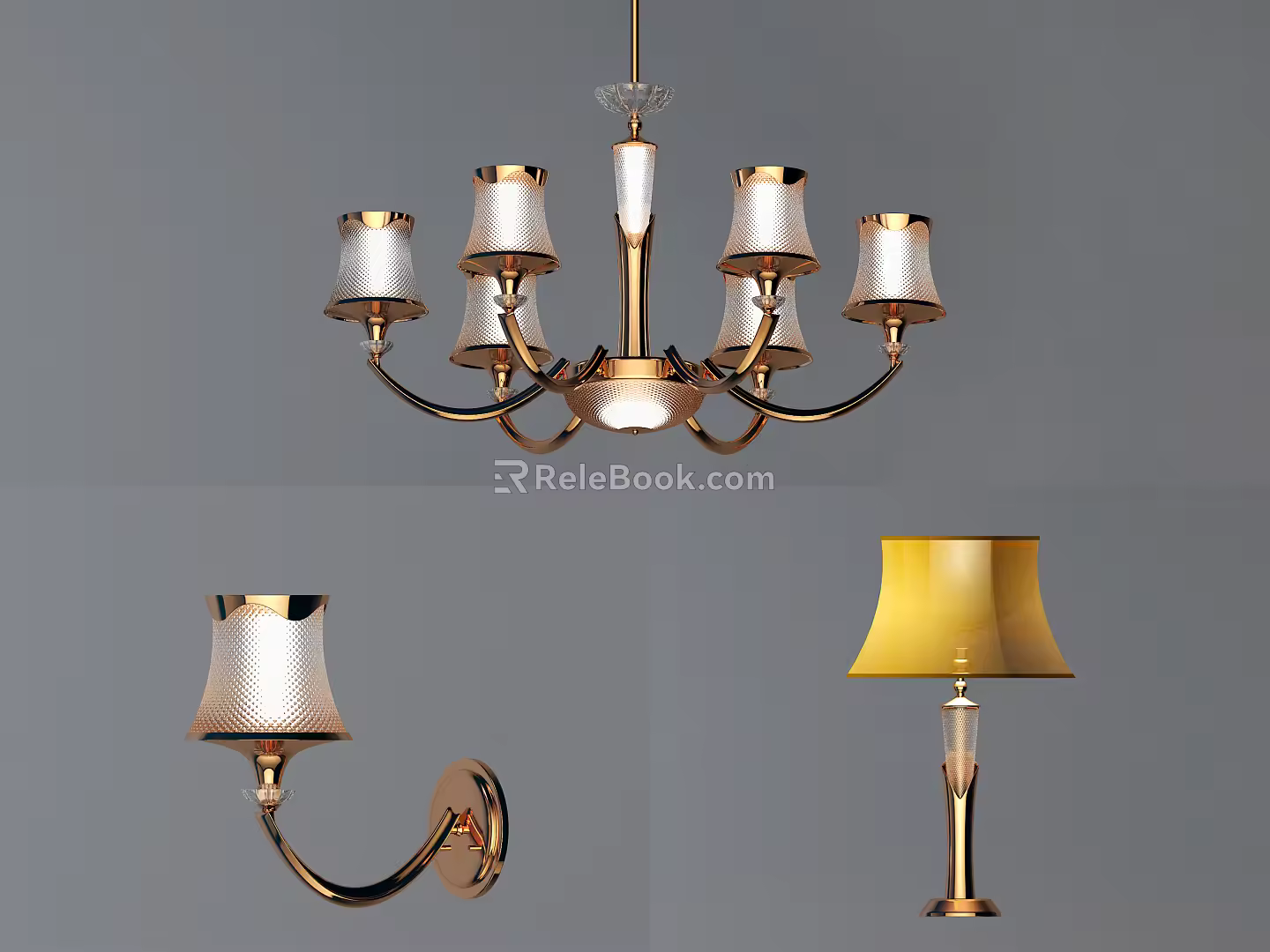 Simple European lamps and lanterns combination chandeliers 3d model