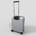 Silver Hard Shell Suitcase With Vertical Stripes Telescopic Handle And Rolling Wheels 3d model