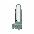 Green Dressing Table With Oval Mirror And Single Drawer Classic Design