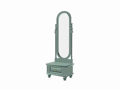 Green Dressing Table With Oval Mirror And Single Drawer Classic Design 3d model