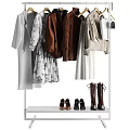 Clothes Rack with Hanging Various Clothes Dresses Coats Jackets and Shoes on Lower Shelf