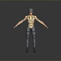 Futuristic Sci fi Character In Mechanical Armor With Helmet Chest Arm And Leg Guards