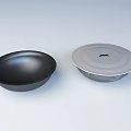 Black Non Stick Frying Pan And Silver Lid Cookware Set For Kitchen Use