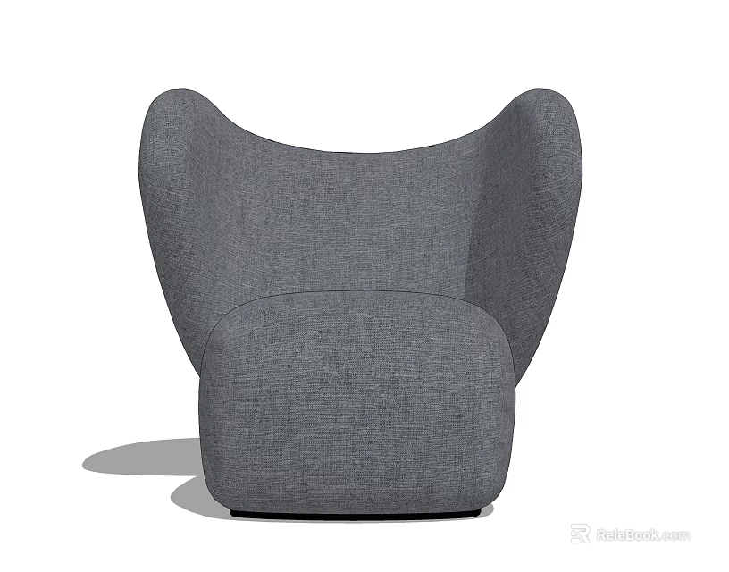 Stylish Modern Gray Fabric Single Seater Sofa With Wingback Armrests And Comfortable Design 3d model 