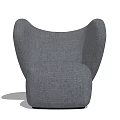 Stylish Modern Gray Fabric Single Seater Sofa With Wingback Armrests And Comfortable Design