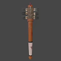 Primitive Weapon Made With Wooden Handle And Metal Forks Bound Together