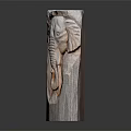 Handcrafted Wooden Elephant Head Carving With Intricate Details And Natural Wood Grain