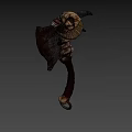 Mythic Fantasy Weapon Double Bladed Axe With Bone Metal Structure And Leather Handle