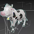 Cute 3D Cartoon Cow Character With Pink Nose Black Spots And Bell Collar