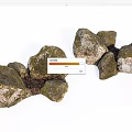 Natural Stone and Wood Decorative Arrangement With Mossy Rocks and Wooden Elements