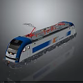 Modern Blue and White Electric Locomotive Model with Red Pantographs and CR Logo