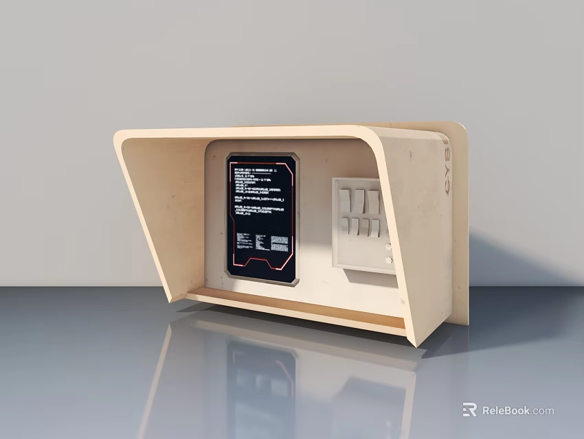 Modern Light Wooden Swing Door Design With Display Screen And Interfaces 3d model