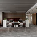 Modern Public Office Space With Open Layout White Desks Computers Chairs Wooden Walls Green Plants