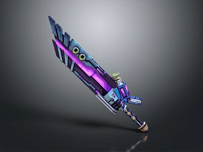 Futuristic Mechanical Sword With Purple Blue Glow And Detailed Structure 3d model