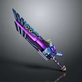 Futuristic Mechanical Sword With Purple Blue Glow And Detailed Structure
