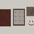 Decorative Wall Hangings in Dark Brown Gray Beige with Grid Wave and Smiley Pattern Textures 3d model