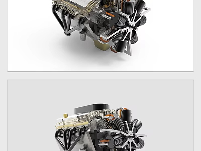 High Performance Turbocharged Engine With Aluminum Cylinder Block And Dual Cooling Fans 3d model