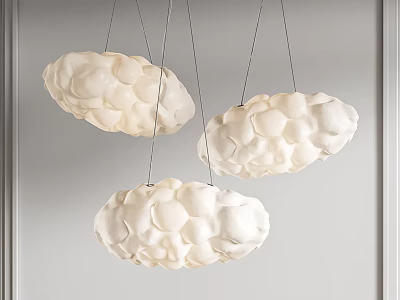 Hanging White Cloud Shaped Pendant Lights With Textured Design For Modern Interior 3d model