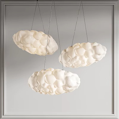 Hanging White Cloud Shaped Pendant Lights With Textured Design For Modern Interior 3d model