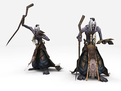 Modern game character wizard hair teacher game character 3d model