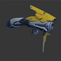 Yellow And Silver Futuristic Sci fi Weapon With Sleek Streamlined Design And Unique Shape 3d model