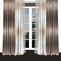 Modern Brown And Beige Curtains Double Layer Design For White Window Natural Light Interior