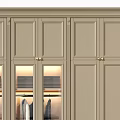 Elegant Modern Beige Wardrobe With Multiple Glass Doors And Interior Lighting 3d model