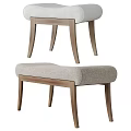 Modern Upholstered Bench With Wooden Legs And Light Gray Fabric Seat For Home