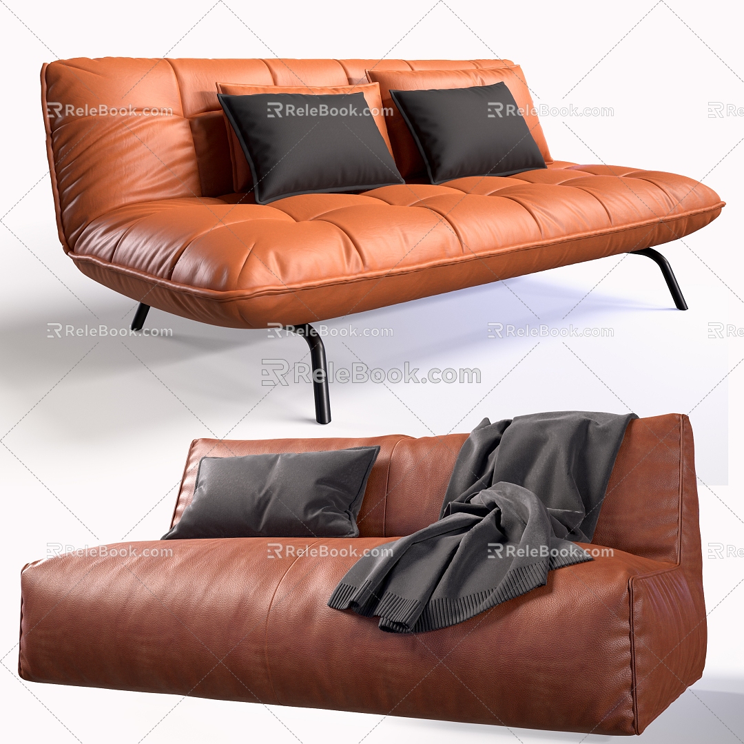 Modern Multiplayer Sofa Leather Casual Sofa 3d model