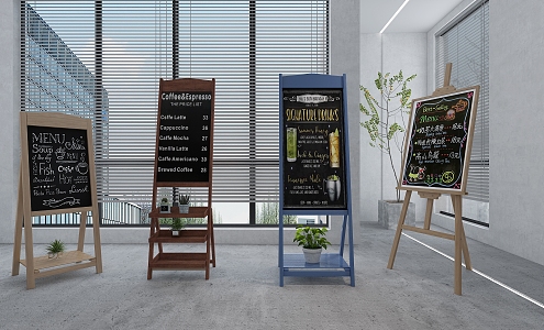 Blackboard Shelf Hotel Blackboard Poster Cafe Blackboard Painting Modeling Blackboard Painting 3d model